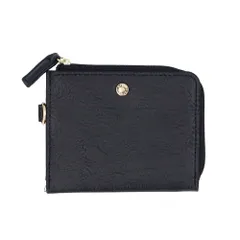 ☆ ブラック ☆ ラフィール 本革風合皮 ミニ財布 lafiel ラフィール 財布 ミニ財布 折りたたみ財布 レディース L字ファスナー コンパクト 使いやすい コインケース 小銭入れ カードケース おしゃれ シンプル 上品 きれいめ 大人 かわいい