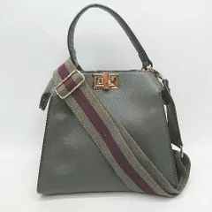 ◇ Θ aroco 2way ハンド ショルダーバッグ グレー ボルドー レディース E  【1408220053131】