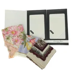 未使用品 Christian Dior クリスチャンディオール ヴィンテージ ハンカチ 5枚セット   マルチカラー ロゴ刺繍/花柄/トロッター コットン レディース 贈答品 引き出物 ギフト　240001141110