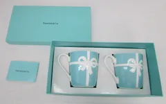 TIFFANY & Co. ティファニー　リボンデザイン マグカップ 2個セット 箱付き