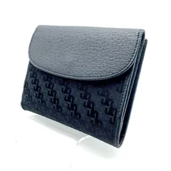 【 美品 】GUCCI　グッチ　キャンバス／レザー　G総柄　二つ折り財布　コンパクトウォレット　ネイビー