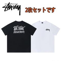 STUSSY ステューシー レガシーラグラン Tシャツ セット ブラック+ホワイト 2枚組 半袖 男女兼用 メンズ レディース ユニセックス 綿100% ストリート 新品未使用 正規品