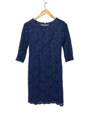 Z1316 COUP DE CHANCE  クードシャンス　フォーマルワンピース　7分袖　レース　レディース　紺　サイズ38