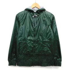 プライベートレーベル Private label フード ジャケット ナイロン ブルゾン ロゴ プリント 光沢感 シャーリング加工 1 ダークグリーン 緑 /HT24のサムネイル