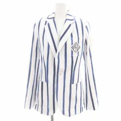 ポロ バイ ラルフローレン Polo by Ralph Lauren テーラードジャケット シングル 総裏地 センターベント ストライプ 0 白 ホワイト /MF ■OS