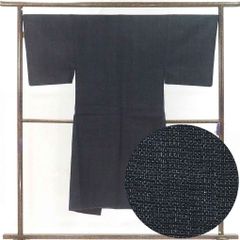 男物着物 身丈138cm 裄68cm 前幅25cm 後幅31cm 袖丈51cm 袖幅34cm メンズ 袷 亀甲 裄長 裄Lサイズ 秋冬春用 正絹（シルク）ネイビー 未使用品 リメイク リユース リサイクル【呉服のきくや】