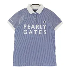 サイズ：0 PEARLY GATES パーリーゲイツ  半袖ポロシャツ シアサッカー ストライプ柄 ネイビー系 [240101508552] ゴルフウェア レディース ストスト