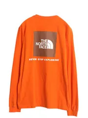 【お得なクーポン配布中!】 ノースフェイス 両面 プリント 長袖 Tシャツ メンズ M アウトドア ロンT ロングスリーブ カットソー バックプリント ボックスロゴ オレンジ