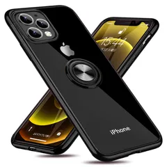 【大特価】iPhone 11 Pro Max ケース リング付き クリア 耐衝撃 スタンド機能 透明 TPU 車載ホルダー対応 落下防止 防塵 薄型 軽量 一体型 変形防止 全面保護カバー アイフォンケース 黒 W-YX-11-01