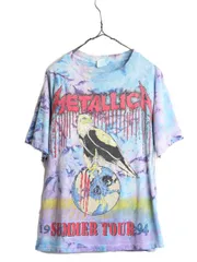 【お得なクーポン配布中!】 90s ★ メタリカ パスヘッド イラスト プリント タイダイ Tシャツ メンズ L / 90年代 METALLICA 1994 ツアー PUSHEAD スカル バンド ロック