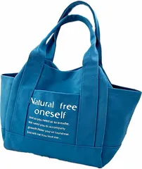 アキラトレーディング トートバッグ 大容量 肩に掛けられる手さげ ショルダーバッグ 軽量 通勤(ブルー,  横幅44cmx高さ25cmxマチ18cm)