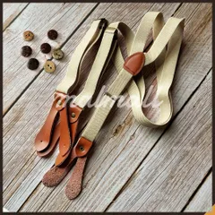 [malmall]  英国風 サスペンダー 大人 Y型 20mm ボタン式 本革 吊りバンド suspenders メンズ レディース 男女兼用 日本製品