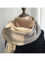 アクセサリー レディース スカーフ 温かみのあるストール 防寒 フリンジ装飾 カジュアル&ストリートウエアに合う チェック柄 男女兼用 秋冬に適しています。