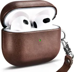ケース for AirPods 3 EUKUS for AirPods ストラップ付き（ブラウン）