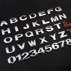 【迅速発送】LUMIMAN 3D 立体成型 エンブレム ステッカー アルファベット 数字 文字 ドット ー車 メタル 亜鉛合金 飾り (0(ゼロ) シルバー)