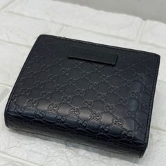 ✨極美品✨グッチ 二つ折り マイクロシマ レザー ブラック ラウンド