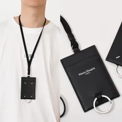 MAISON MARGIELA メゾン マルジェラ パスケース ロゴ レースカードホルダー SA1TZ0002 P5427 メンズ ユニセックス ブラック ストラップ キーリング ロゴ