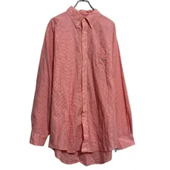 LANDS'END 長袖 チェックシャツ 17 XL～ ピンク ホワイト ランズエンド ボタンダウン ビッグサイズ 古着卸 アメリカ仕入 a702-5563