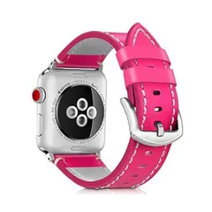 Runostrich コンパチブル apple watch バンド 44mm 42mm,本革 ビジネススタイル (レッド 42mm/44mm)