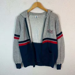 US製 adidas アディダス 80s ジップアップパーカー トレフォイルロゴ グレー Lサイズ メンズ 古着 スポーツMIX