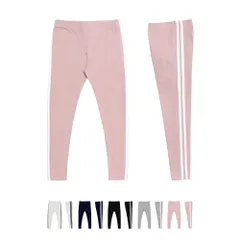 在庫処分中 [ピンク160/170] サイドライン レギンス 長ズボン ラインパンツ ライン入り ボトムス