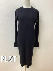 プラステ (PLST) 黒 リブニットワンピース サイズM