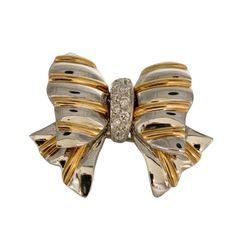 【中古】REPOSSI レポシ ボウコレクション ダイヤモンド計0.17ct 18金 ブローチ