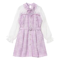 夢展望公式 [新品未使用] レースドッキングビスチェワンピ [パープルチェック] 他カラー別ページ有 dearmylove ワンピース その他ワンピース（長袖） 534859-02