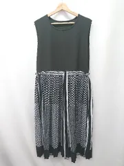 ◇ ⊂ ココン 水玉模様 ノースリーブ 膝下丈 ワンピース サイズF ブラック ホワイト系 レディース E  【1507160017163】