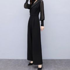 パンツドレス 結婚式 セットアップ お呼ばれ パーティー 二次会 ブラック 黒 結婚式のパンツスタイル 長袖 20代 30代 40代