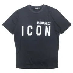 良品 21SS DSQUARED2 ディースクエアード ICON プリント Tシャツ カットソー トップス 半袖 クルーネック XS 黒 ブラック メンズ 古着 中古 USED