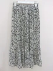 ◇ LOWRYS FARM ローリーズファーム 花柄 プリーツ ロング フレア スカート サイズF グリーン系 ブラック レディース  【中古】 【1206300005212】