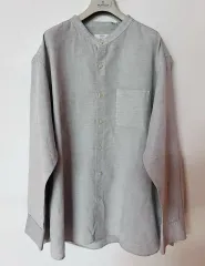 <빅사이즈>ユニクロ リネンコットン スタンドカラーシャツ ( 4XL ）