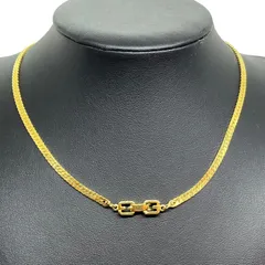 【管34392】GIVENCHY ジバンシー ヴィンテージ ネックレス ゴールド色 喜平チェーン ロゴ留め具 アクセサリー レディース