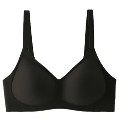 シームレスブラ ノンワイヤー ナイトブラ 調節ホック付き 快適 肉厚パッド 楽ちん 軽量 脇高設計 盛れる 美胸 伸縮性 ストレッチ 3段ホック 肩紐調整 黒 as-018