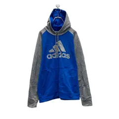 adidas プリント スウェット パーカー アディダス L グレー ブルー 古着卸 アメリカ仕入 a606-5180