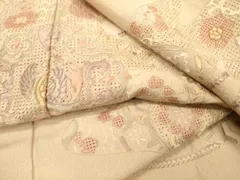 セロリ様　　　汕頭刺繍 裄66 紋無し ガード加工 付下げ正絹 AK-7802 セロリ様 汕頭刺繍 裄66 紋無し ガード加工 付下げ正絹 AK-7802