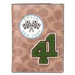コーチ パスポートケース COACH コーティングキャンバス レザー シグネチャー ワッペン ロゴ プリント パスポートカバー カードケース タンマルチ CY903