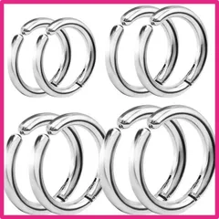 シルバー 10mm&12mm&14mm&16mm フェイクピアス ノンホールピアス イヤリング メンズ フープイヤリング イヤリングメンズ ピアス 両耳 レディース 男女兼用 軟骨ピアス イヤーカフ リングピアス ステンレス シンプル ジュエリー アクセサリー