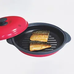 レンジで焼ケール丸型 TKSM-32(魚焼き器 電子レンジ 焼き魚 調理器具 魚焼 魚 焼き 焦げ目 電子レンジ調理器 焼く レンジで焼き魚 レンジ調理器 レンジ 鍋 電子レンジ専用調理器 時短調理器具 レンジ調理 便利グッズ 時短グッズ)