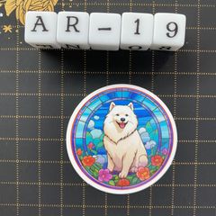 방수 스티커 사모예드 스테인드 글라스 풍 개 AR-19