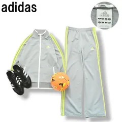 【美品】 アディダス adidas F3 ウォームアップ ウェア ジャージ セットアップ 上下 ラグランスリーブ クライマライト CLIMALITE L／M グレー x ネオンイエロー レディース ♪