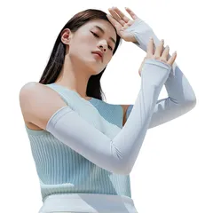 【迅速発送】SLEEPSINERO アームカバー レディース 【国際検査機関・UPF50+認証済み】 腕カバー ひんやり 【瞬間冷感】 ロング丈 手の甲までUVカット 紫外線対策 吸湿速乾 滑り止め 日焼け止めカバー 冷感アームカバー 指先まで 夏