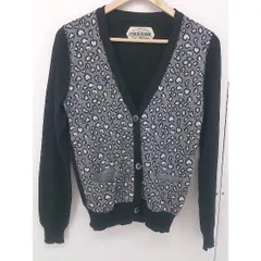 ◇ MIRROR OF Shinzone 総柄 コットン ウール ニット 長袖 カーディガン サイズFO ブラック グレー レディース  【中古】 【1204120007652】
