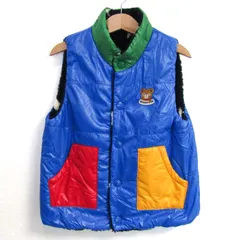 ミキハウス ベスト ジャケット アウター リバーシブル ボアフリース キッズ 男の子用 110サイズ 青×紺 MIKIHOUSE 【中古】