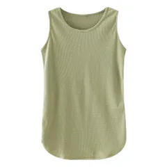 ワッフル生地 レディース ロングタンクトップ ノースリーブ サイドスリット Uネック 体系カバー 重ね着 レイヤード ゆったり シンプル おしゃれ 黒 白 rr-039