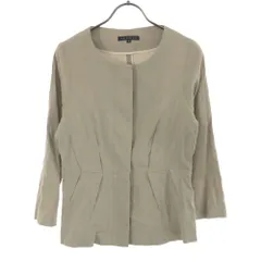 セオリー 7分袖 リネンブレンド ノーカラージャケット 2 ベージュ系 theory レディース 古着 【240418】 メール便可