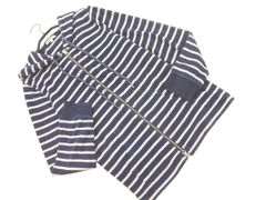 ABAHOUSE アバハウス パイル ボーダー ジップアップ パーカー size2/紺ｘ白 ■◇ メンズ