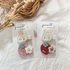 ベビーヘアクリップ　ハンドメイド　ヘアピン　ヘアゴム　くまさんうさちゃん ベビーヘアクリップ ハンドメイド ヘアピン ヘアゴム くまさん