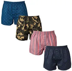 Y's factory トランクス ランダム セット メンズ 下着 パンツ 100% 綿 大きいサイズ プリント柄 チェック柄 開放感 蒸れない 通気性(プリント柄4枚セット,  L)